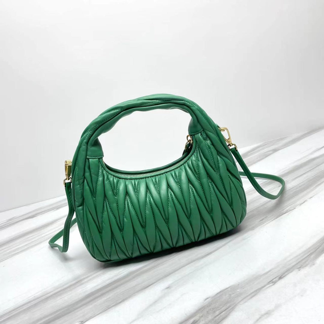 miuwander hobo 23 green matelasse leather