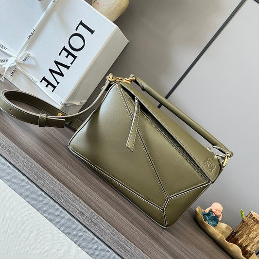 Small Puzzle 24cm bag in soft grained olive calfskin