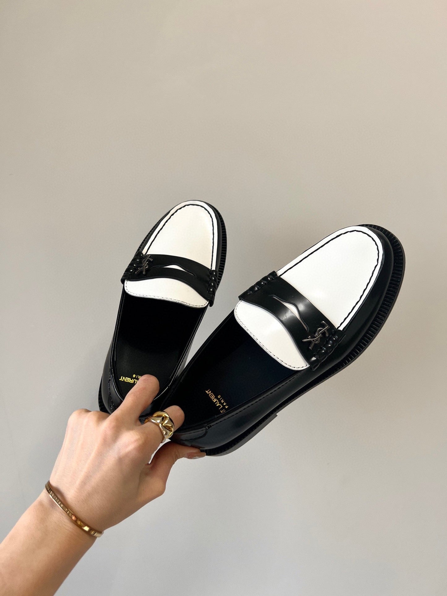 SL LE LOAFER BLACK AND WHITE CALFSKIN