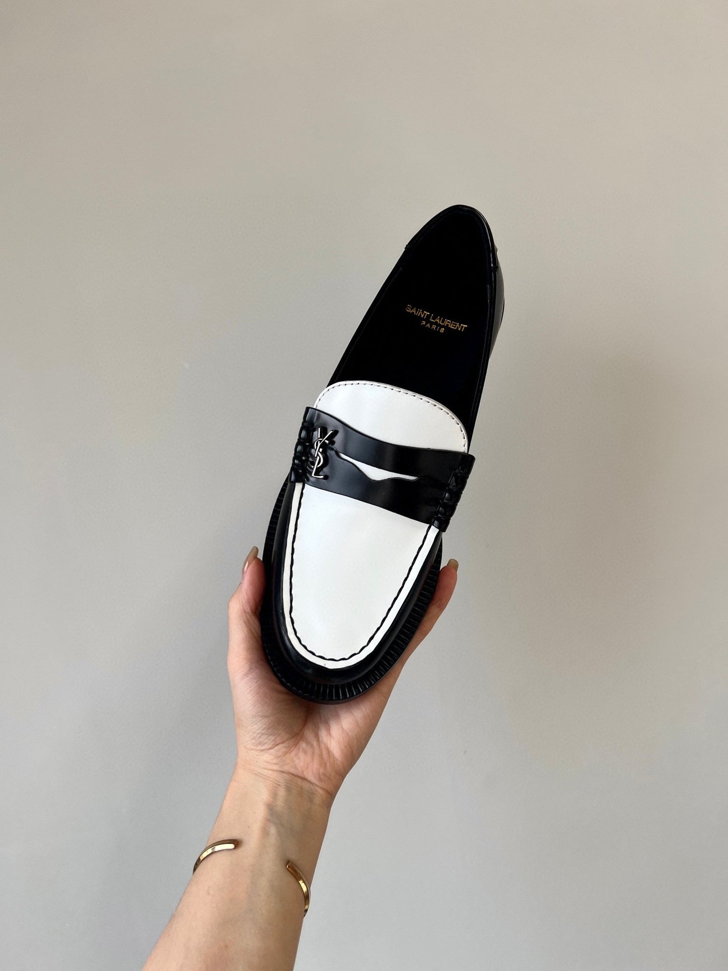 SL LE LOAFER BLACK AND WHITE CALFSKIN