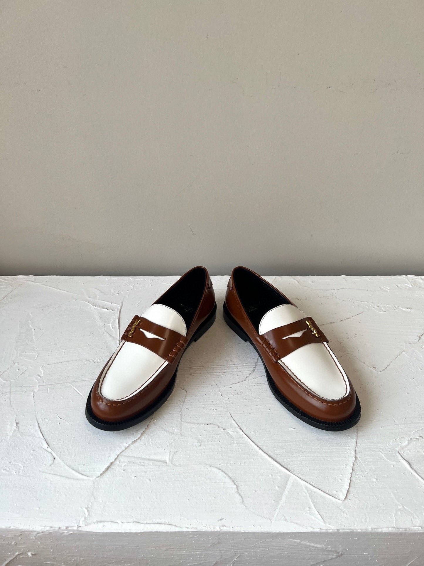 SL LE LOAFER BROWN AND WHITE CALFSKIN