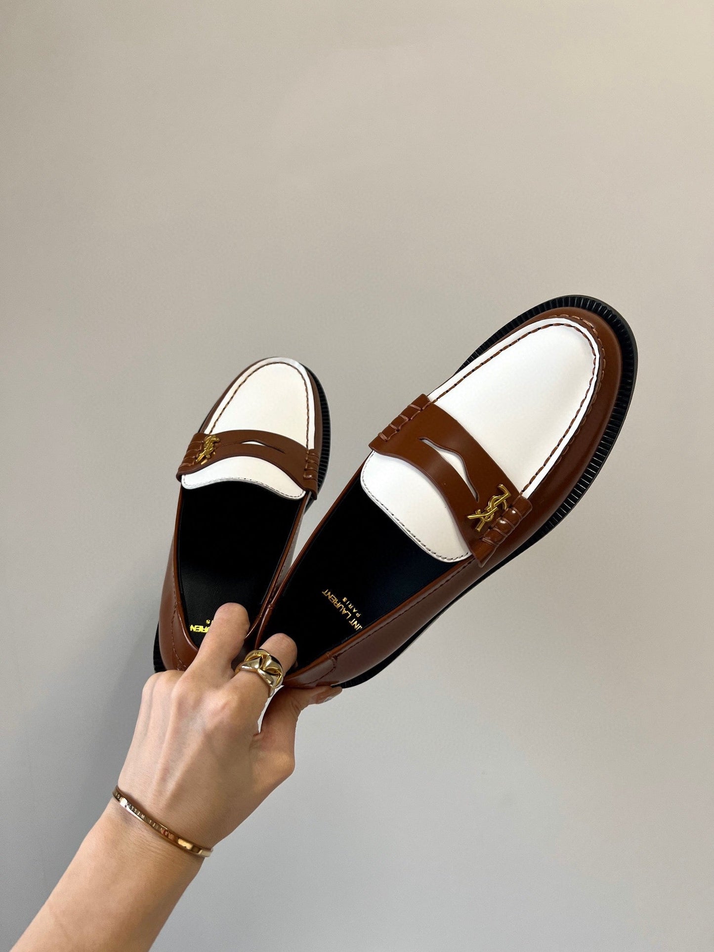 SL LE LOAFER BROWN AND WHITE CALFSKIN