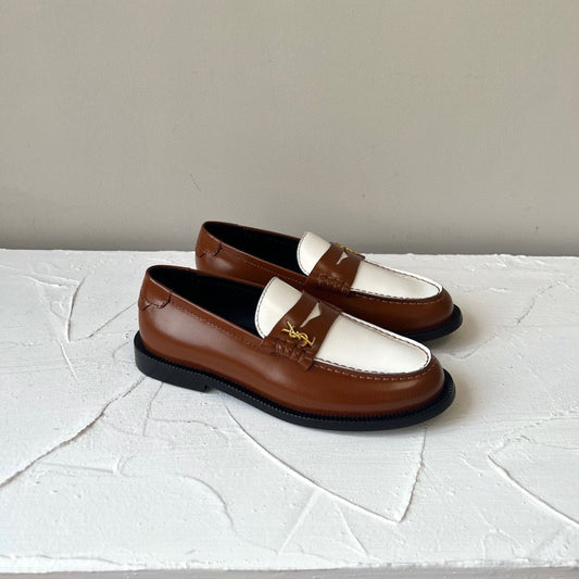 SL LE LOAFER BROWN AND WHITE CALFSKIN