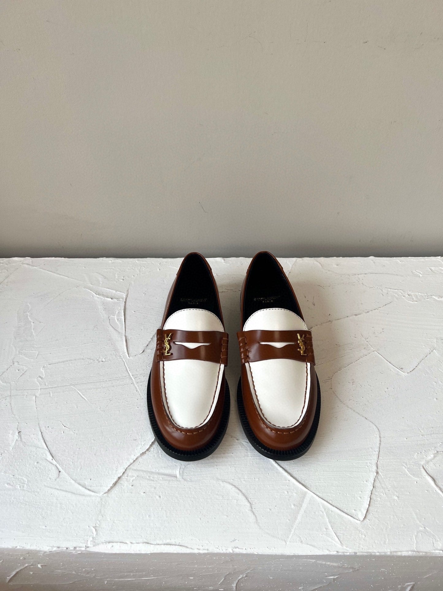 SL LE LOAFER BROWN AND WHITE CALFSKIN