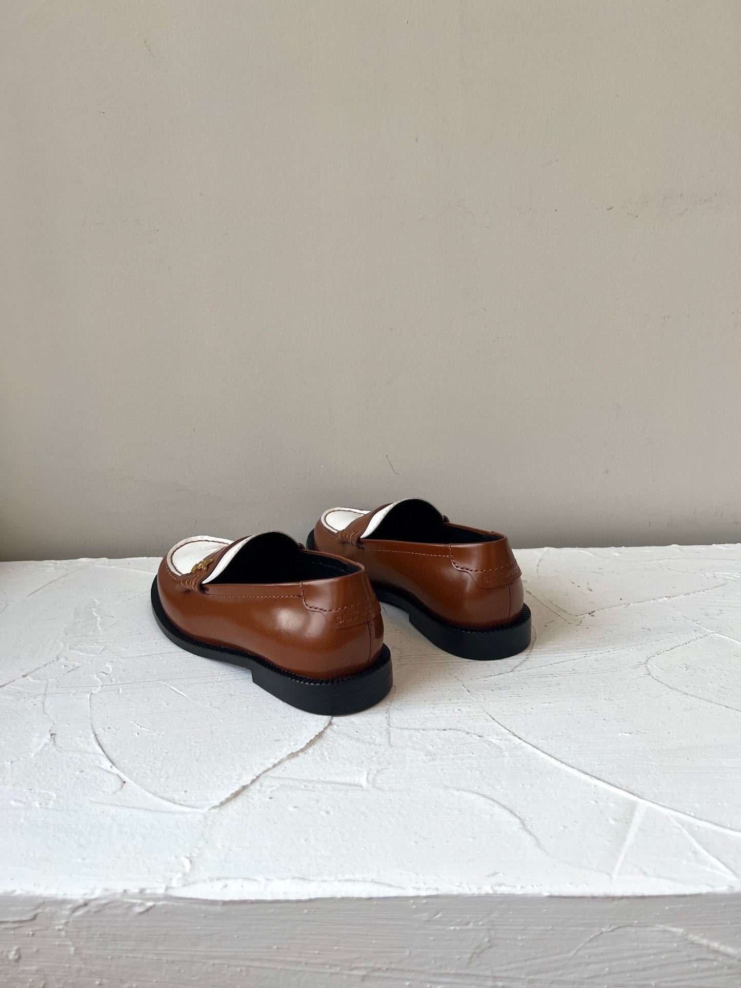 SL LE LOAFER BROWN AND WHITE CALFSKIN