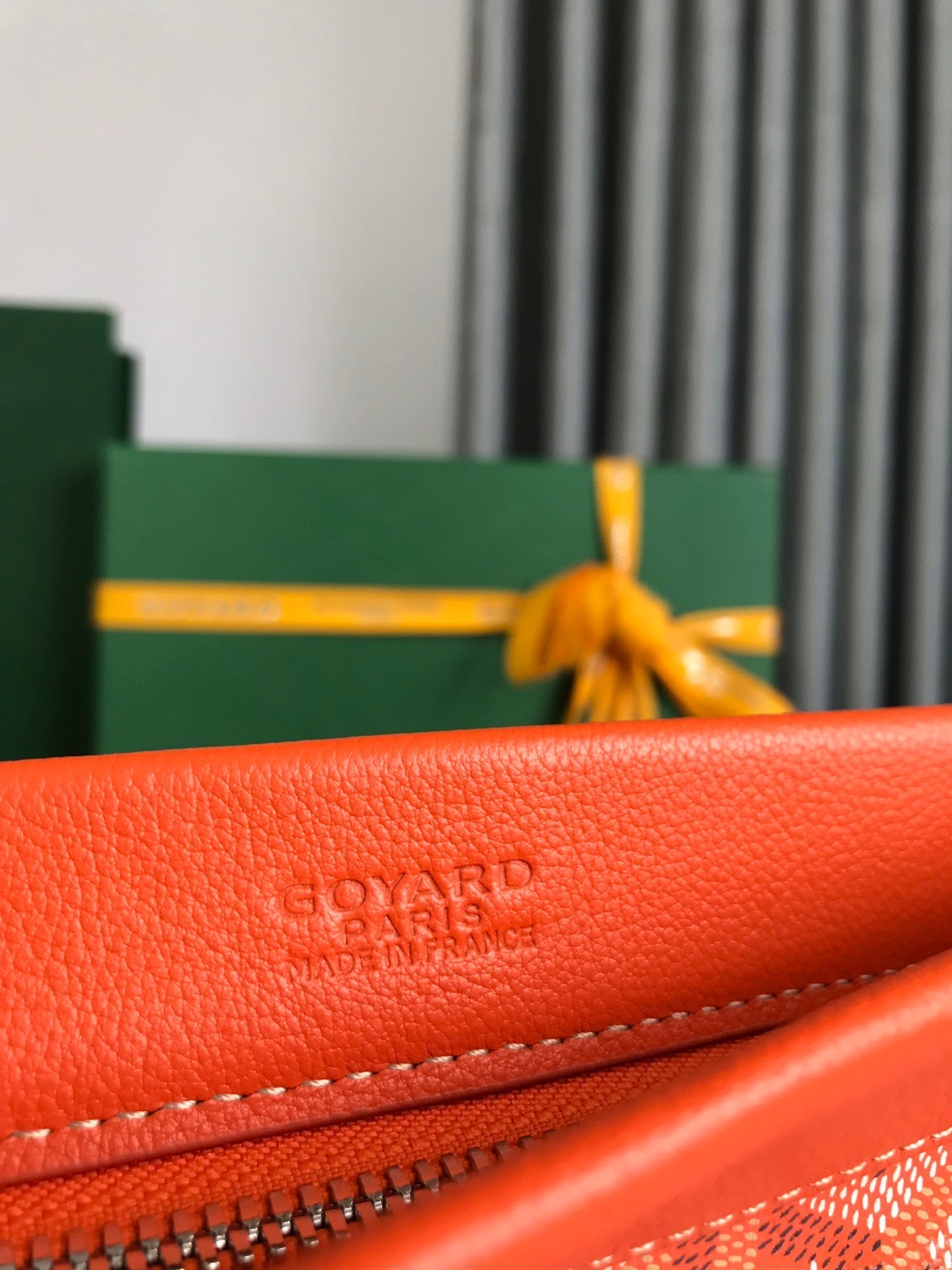 CONTI POUCH 24 IN ORANGE LAMBSKIN AND GOYARDINE CANVAS