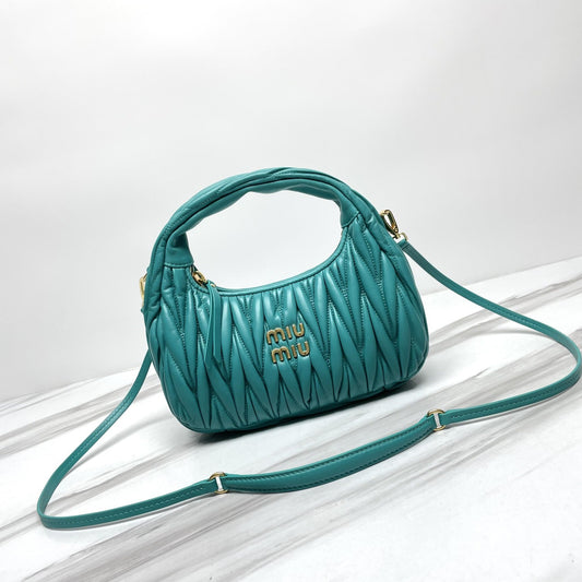 miuwander hobo 23 light sea green matelasse leather