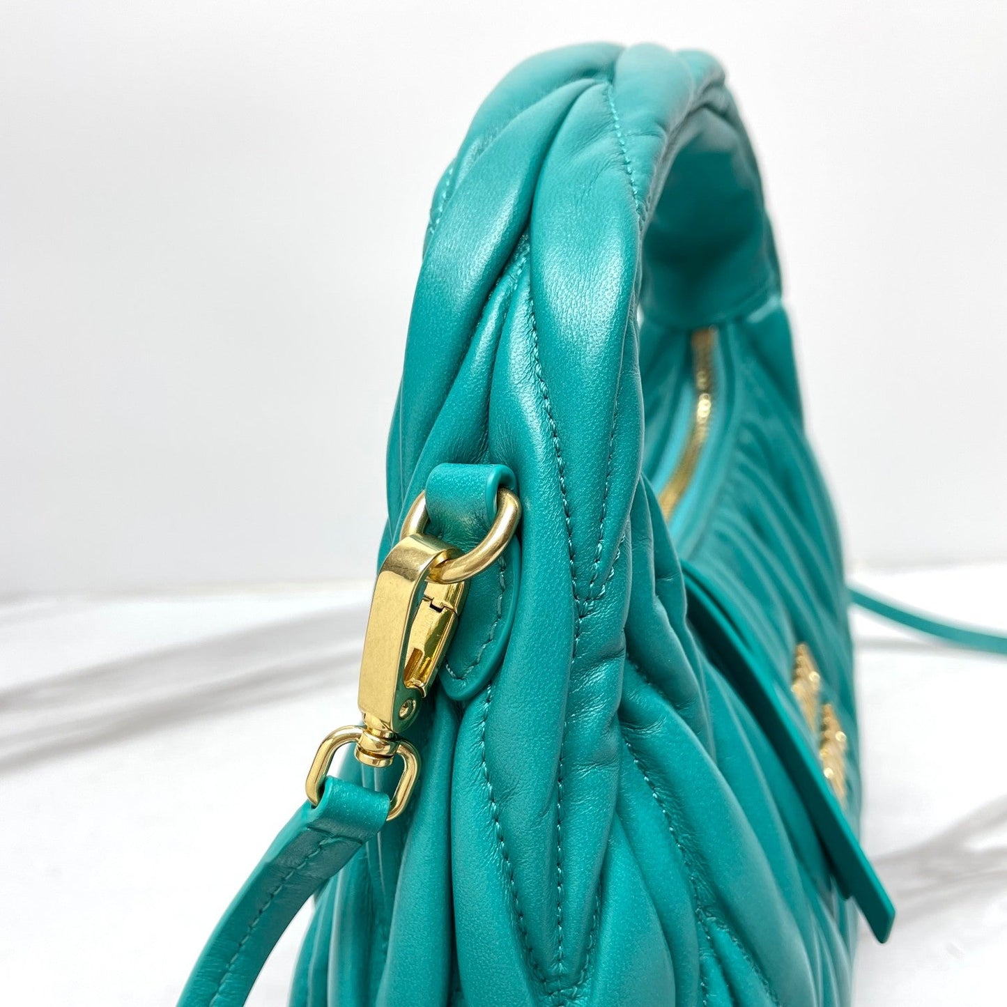 miuwander hobo 23 light sea green matelasse leather