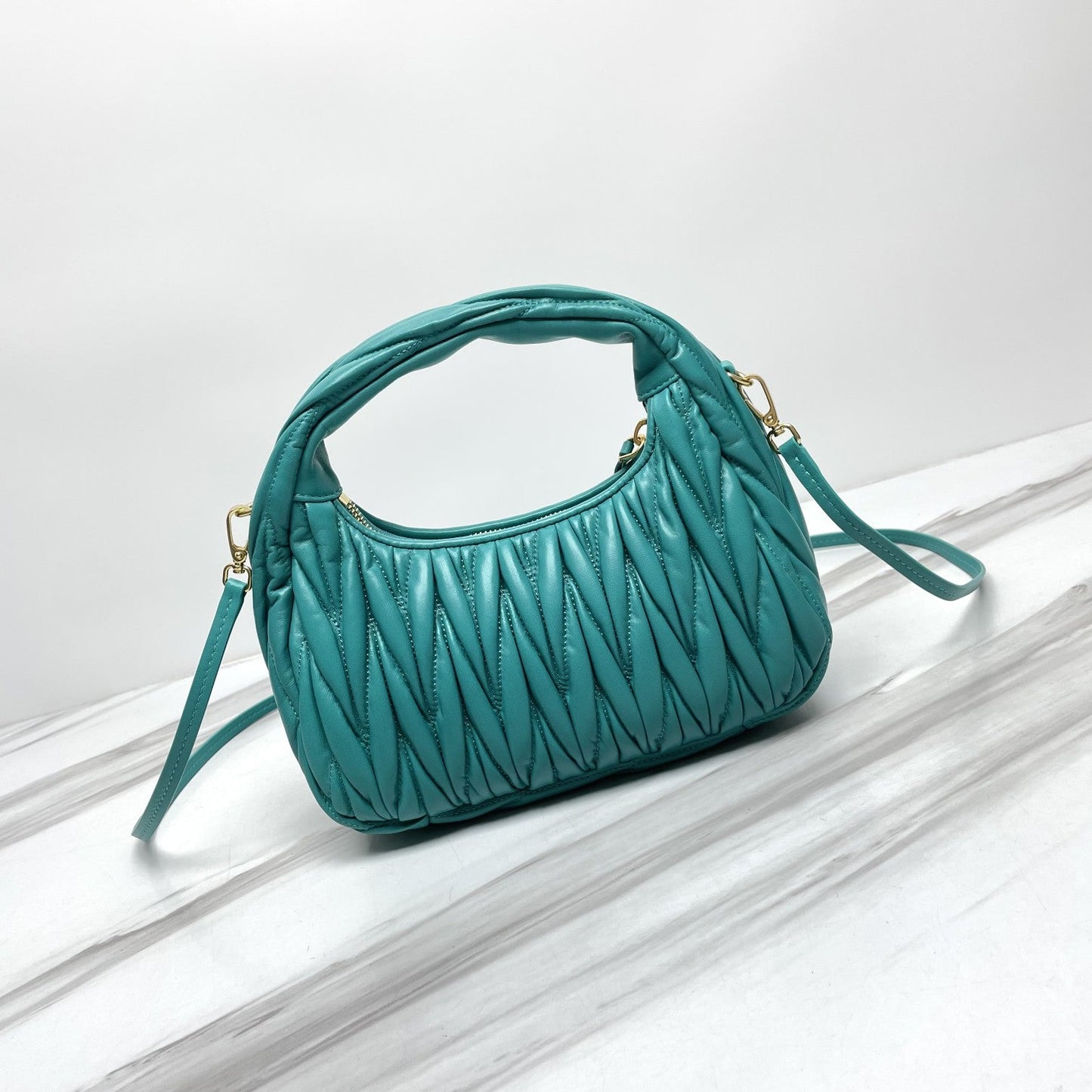 miuwander hobo 23 light sea green matelasse leather