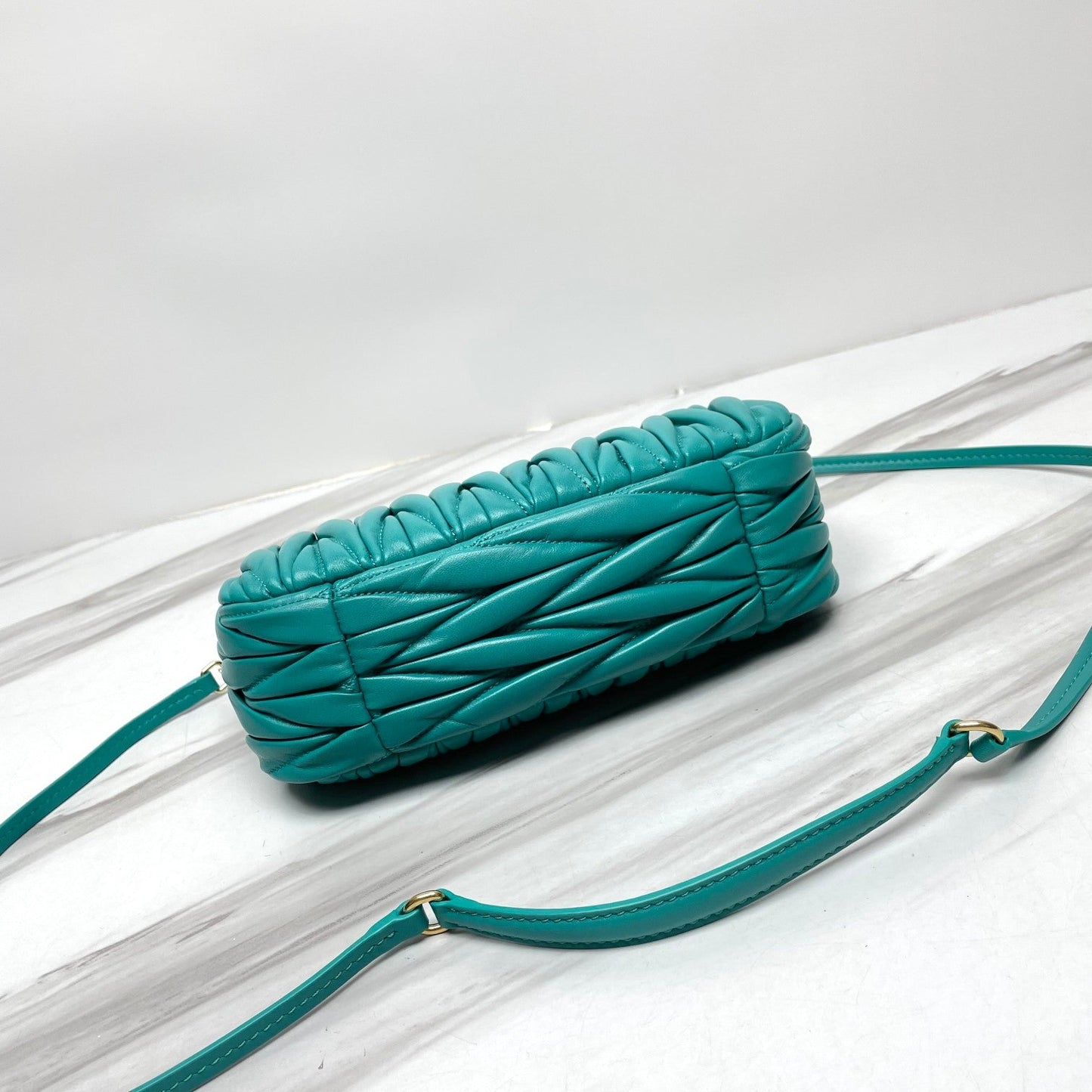 miuwander hobo 23 light sea green matelasse leather