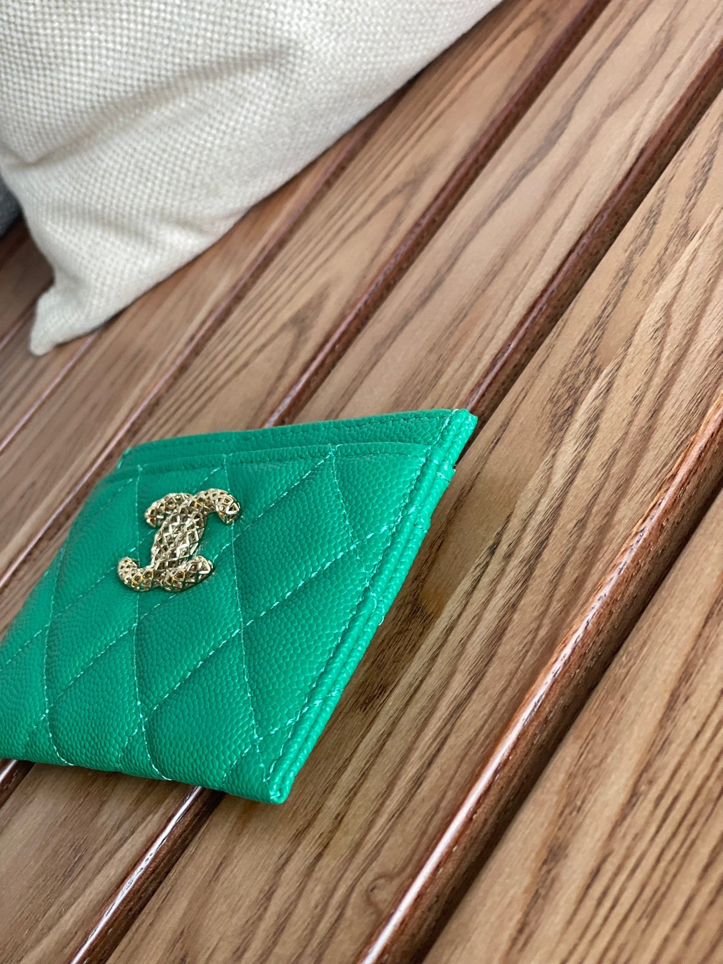 cc card holder 10cm dark green caviar