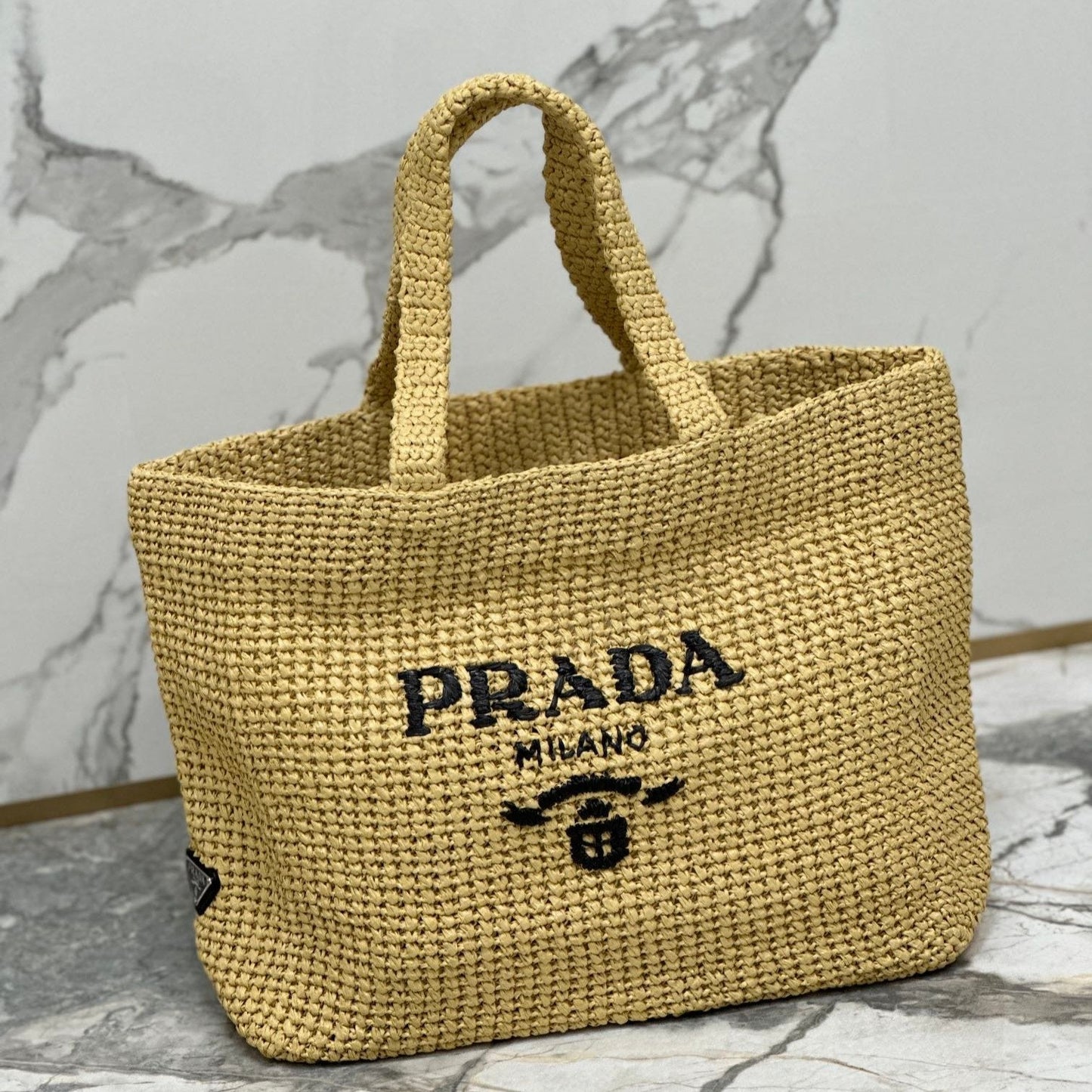 PRA BEIGE CROCHET TOTE BAG 40CM