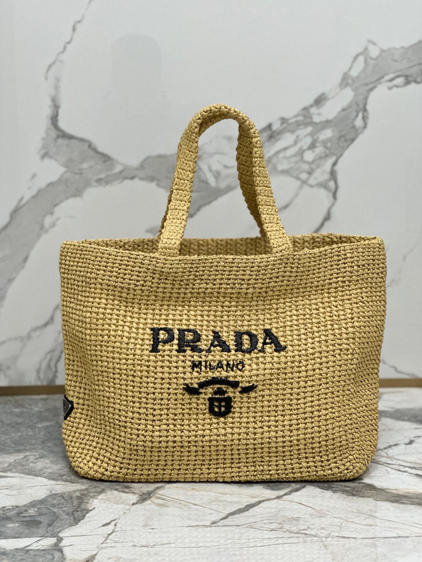 PRA BEIGE CROCHET TOTE BAG 40CM