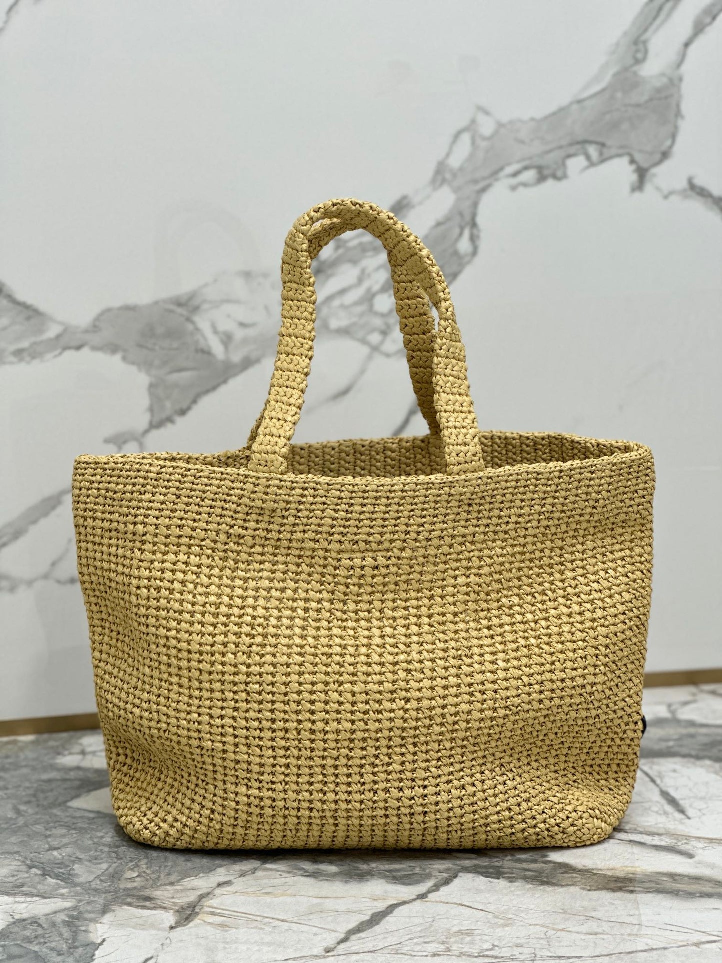 PRA BEIGE CROCHET TOTE BAG 40CM