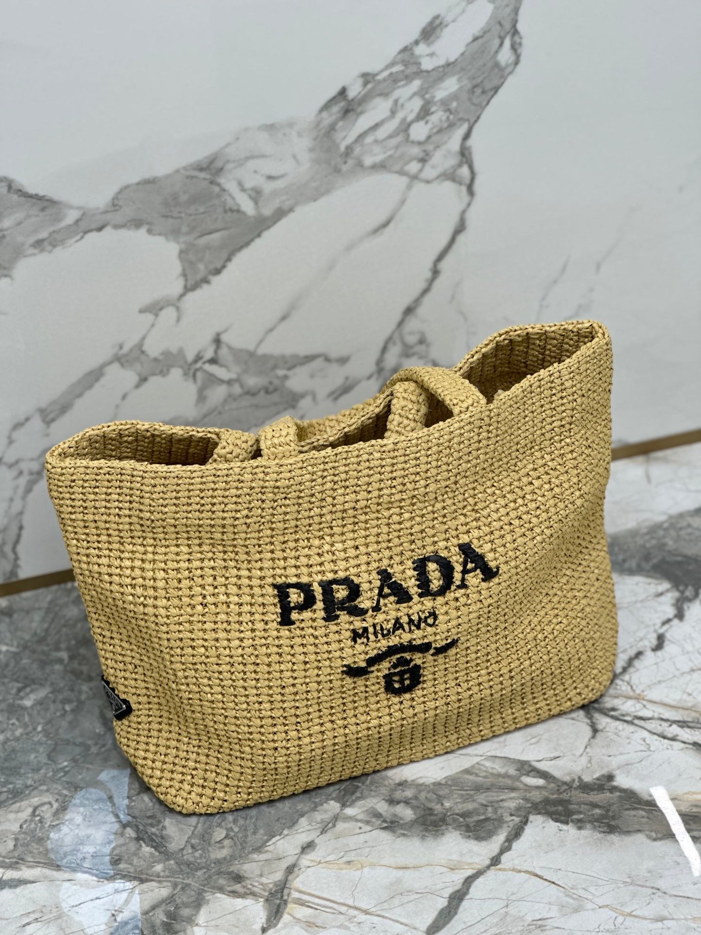 PRA BEIGE CROCHET TOTE BAG 40CM