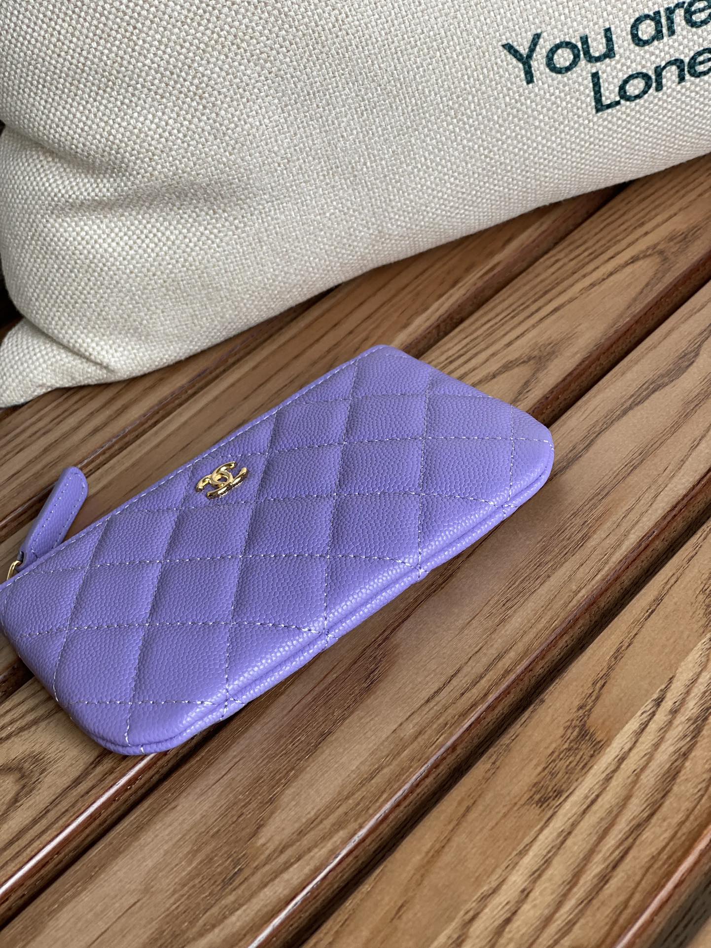 cc zipped wallet 15 purple caviar gold hardware