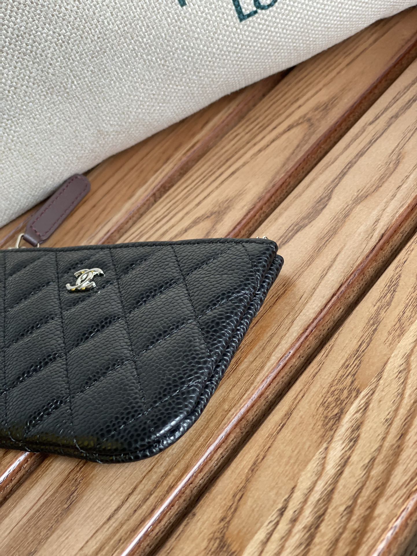 cc zipped wallet 15 black caviar silver hardware