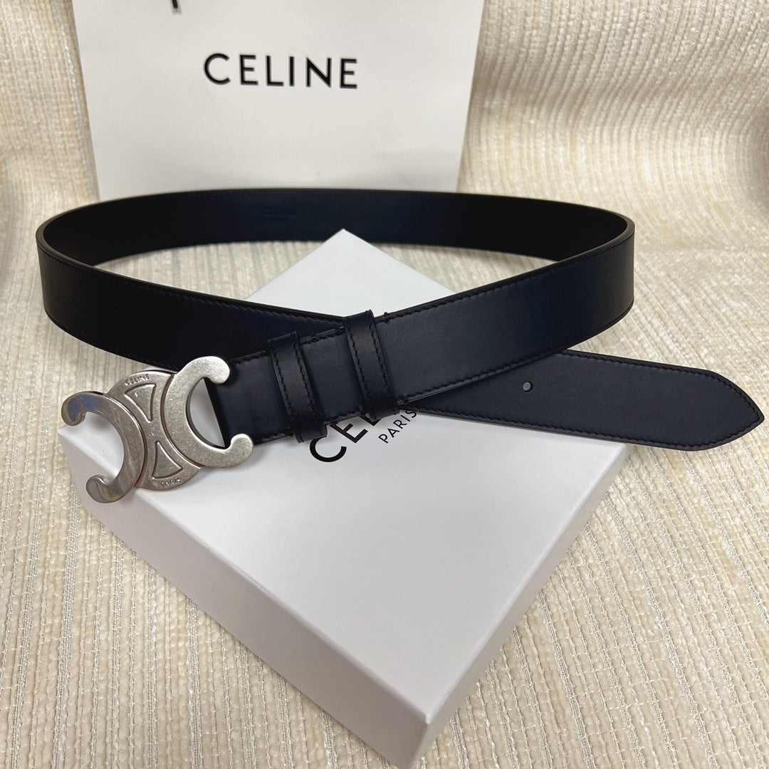 Triomphe Belt 35mm Black Calfskin Shw