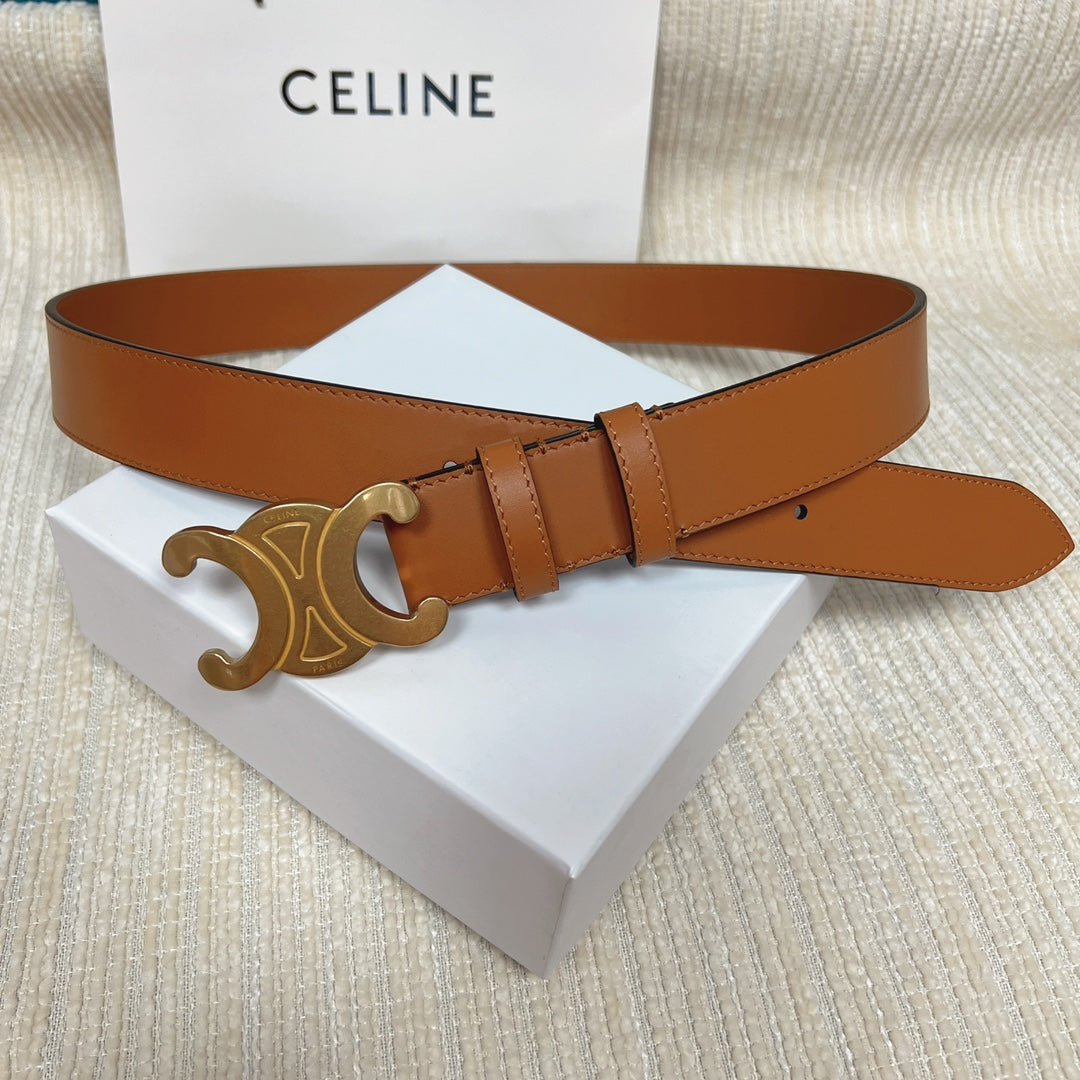 Triomphe Belt 35mm Tan Calfskin Ghw