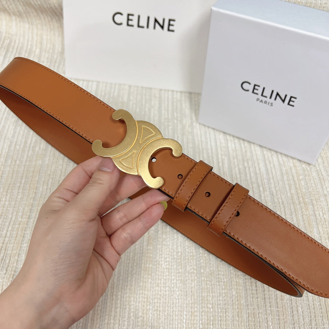 Triomphe Belt 35mm Tan Calfskin Ghw