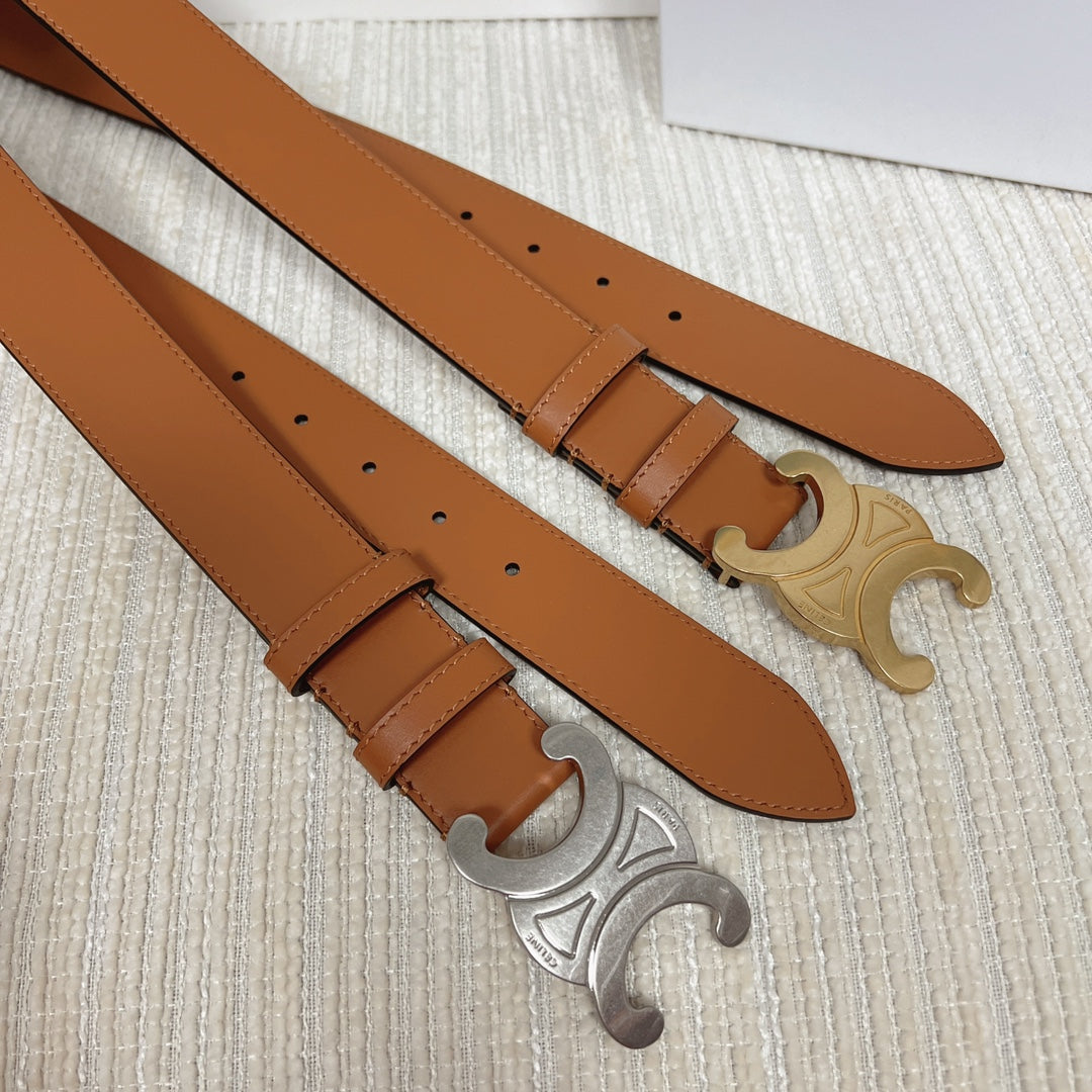 Triomphe Belt 35mm Tan Calfskin Ghw