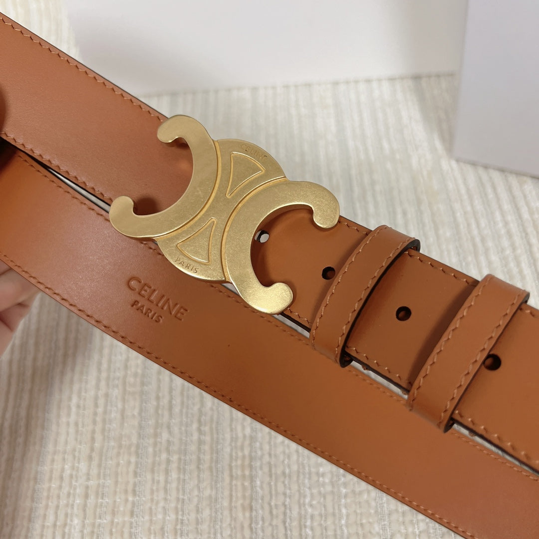 Triomphe Belt 35mm Tan Calfskin Ghw