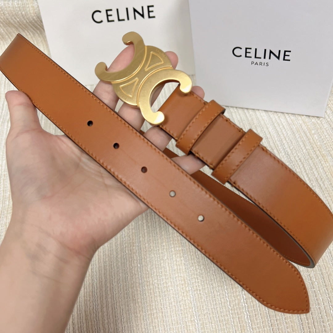 Triomphe Belt 35mm Tan Calfskin Ghw