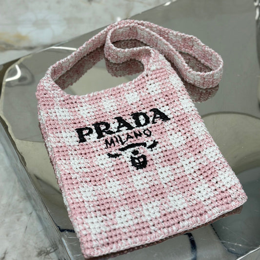 SMALL TOTE BAG 29 IN PINK MIX WHITE AND BLACK WOVEN RAFFIA