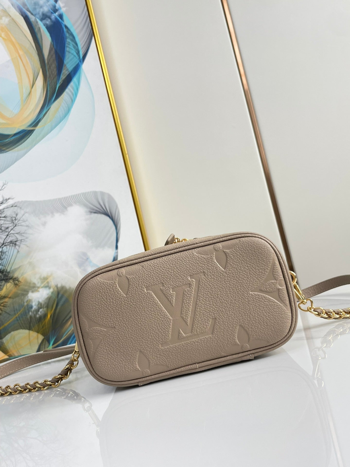 VANITY 19 IN LIGHT BROWN MONOGRAM EMBOSSED CALFSKIN GOLD HARDWARE