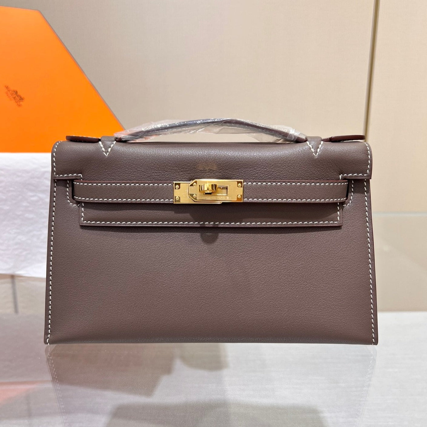 HM KELLY POCHETTE 22CM ETAN SWIFT GOLD HARDWARE