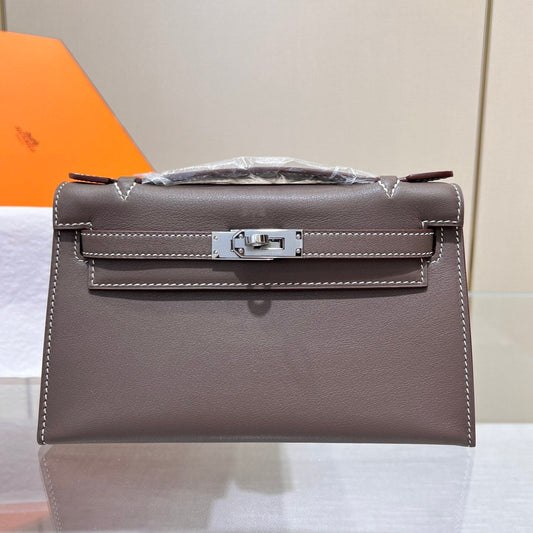 HM KELLY POCHETTE 22CM ETAN SWIFT SILVER HARDWARE