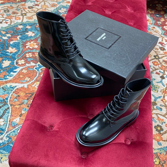 SL ARMY LACED BOOTS BLACK CALFSKIN