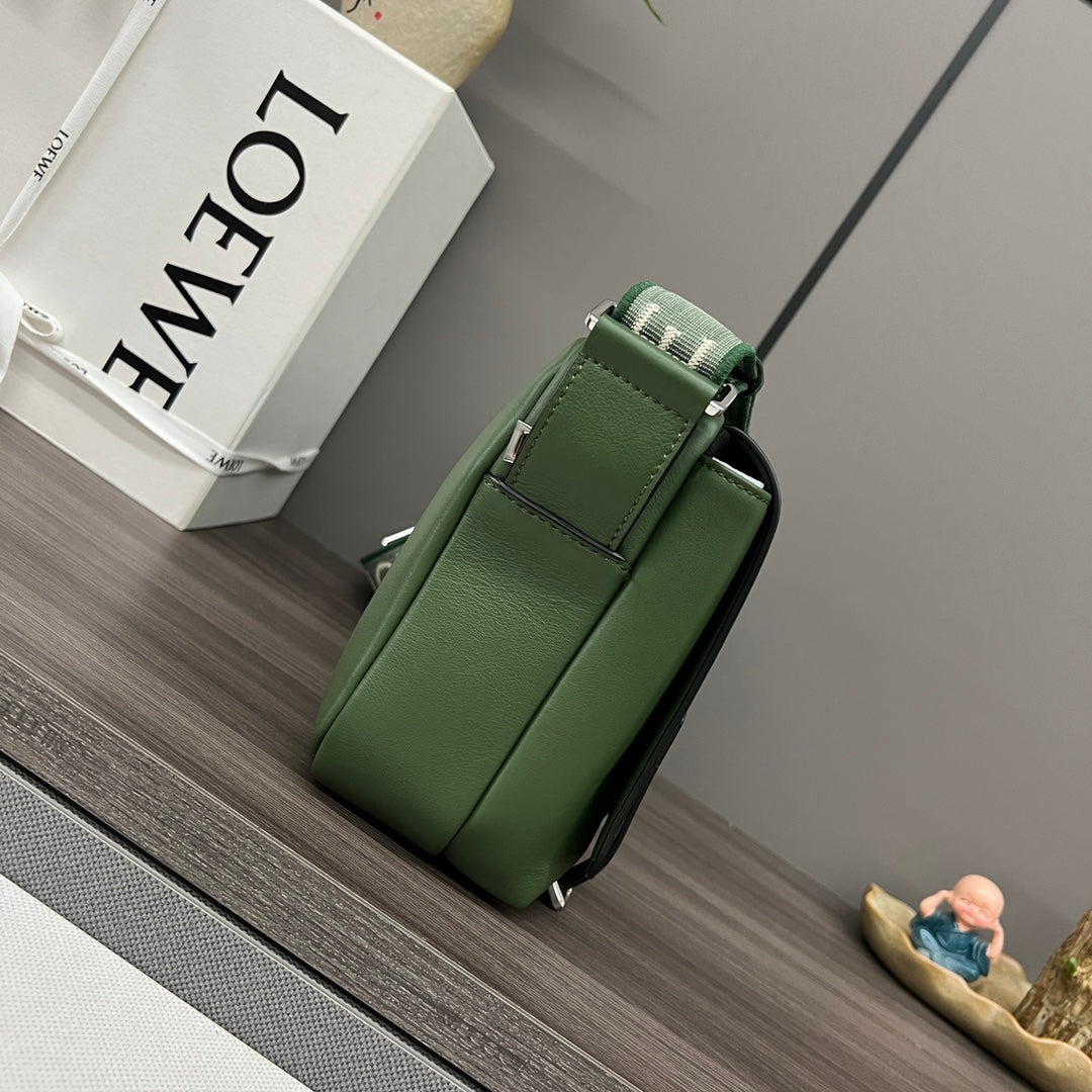 Loew Military Dark Green Leather Messager Bag