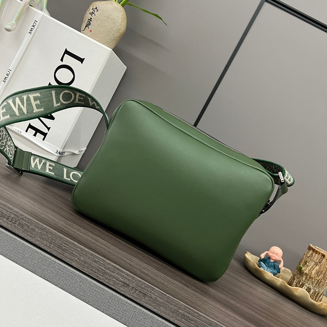 Loew Military Dark Green Leather Messager Bag