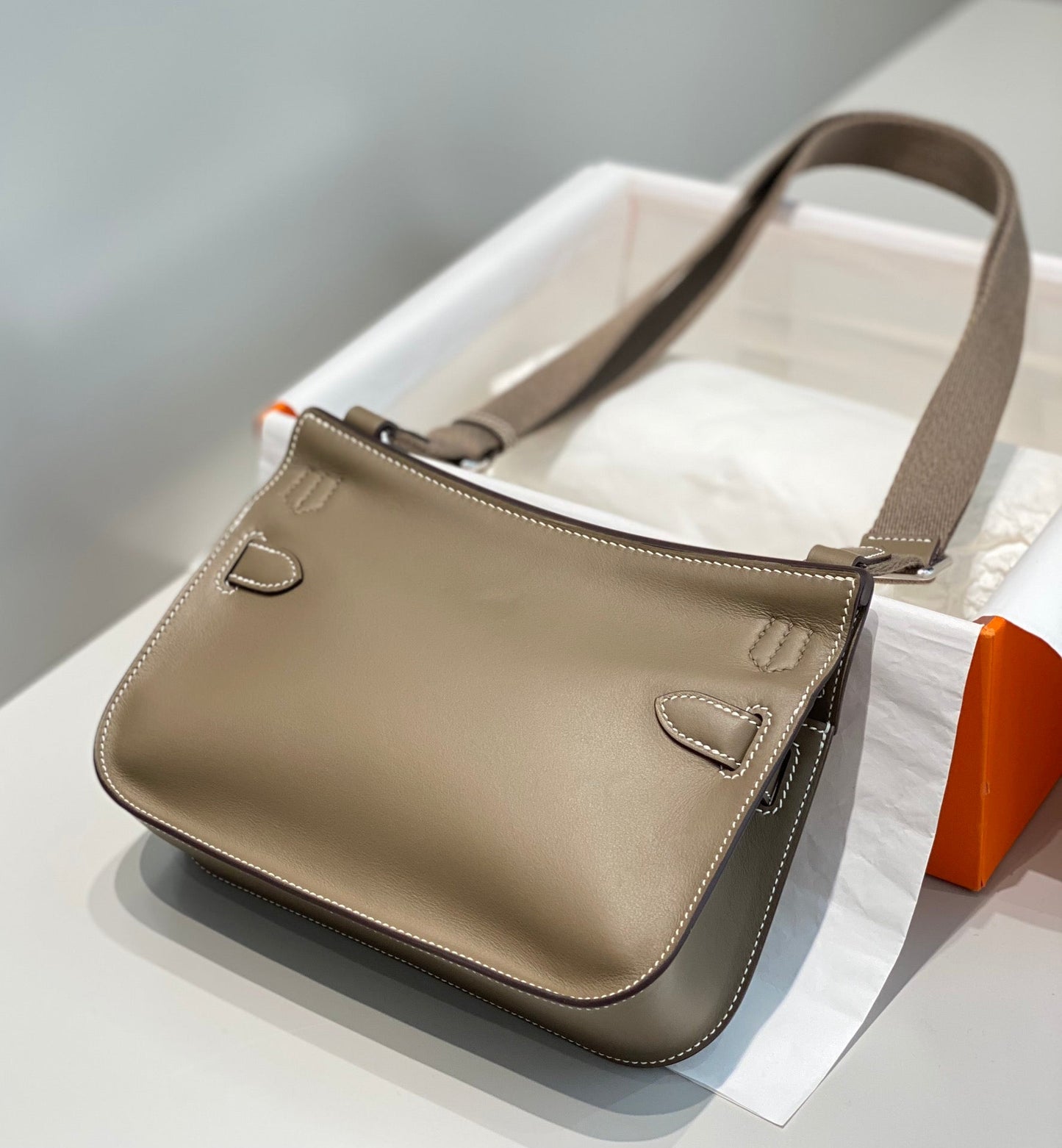 HM JYPSIÈRE MINI 23 TAN CALFSKIN SILVER HARDWARE