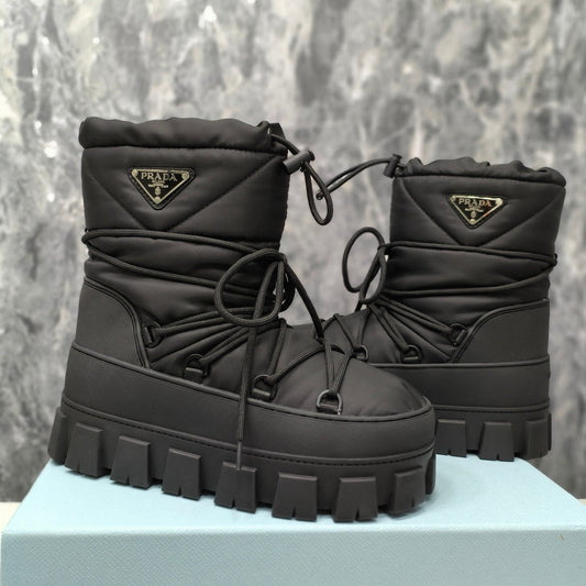 PRA RE-NYLON GABARDINE APRÈS SKI BOOTIES BLACK