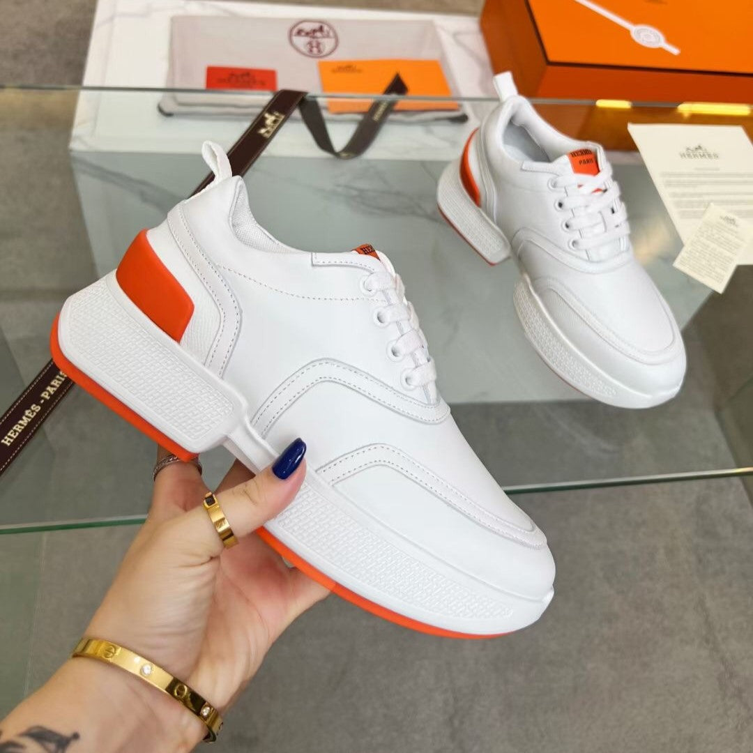 HM Giga 50 Sneaker White Goatskin Orange