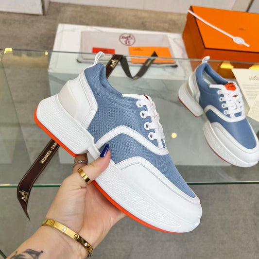 HM Giga 50 Sneaker Light Blue Canvas White Goatskin Orange