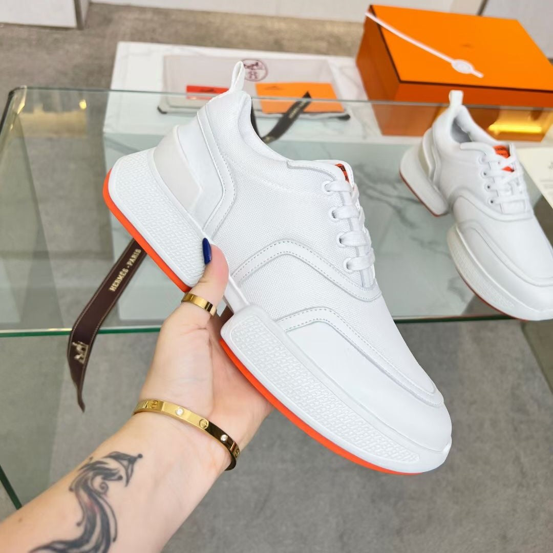 HM Giga 50 Sneaker White Canvas & Goatskin Orange