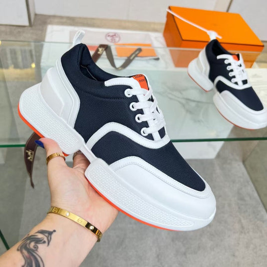 HM Giga 50 Sneaker Navy Canvas White Goatskin Orange