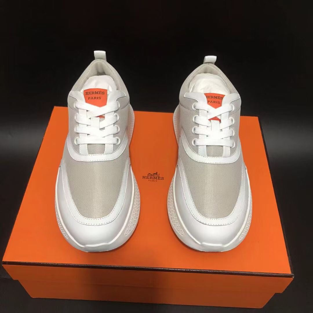 HM Giga 50 Sneaker Soft Taupe Canvas White Goatskin Orange