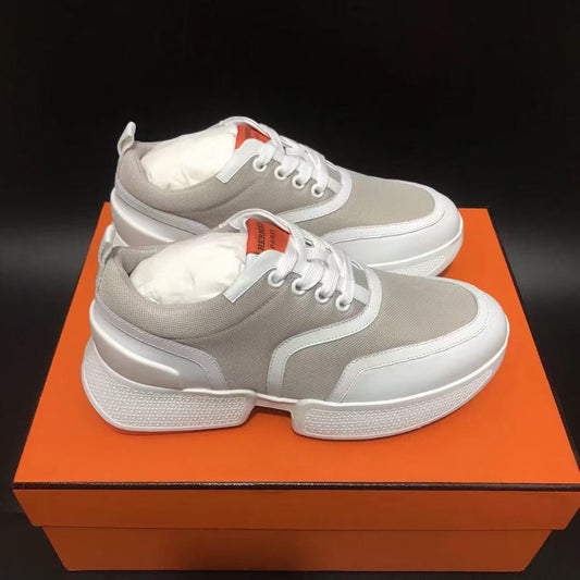 HM Giga 50 Sneaker Soft Taupe Canvas White Goatskin Orange