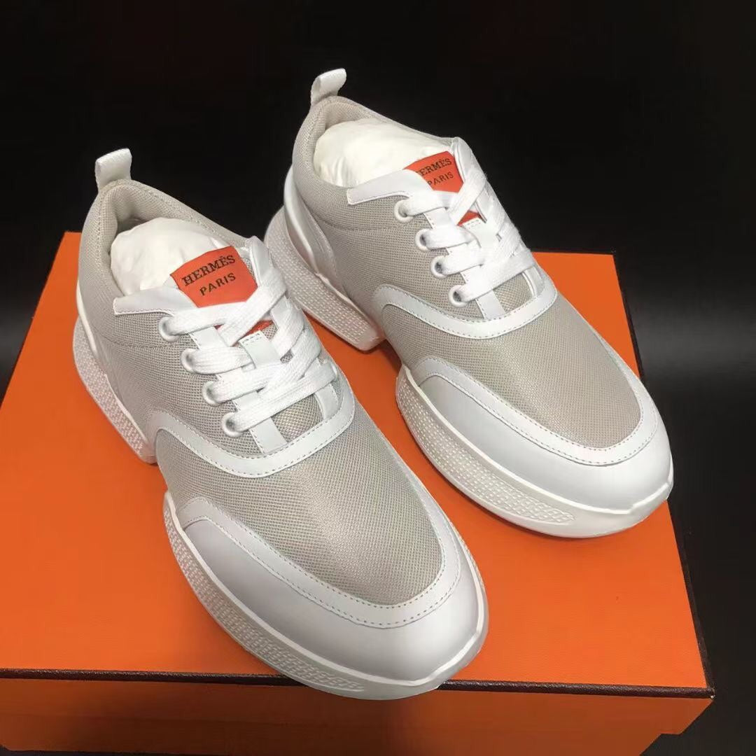 HM Giga 50 Sneaker Soft Taupe Canvas White Goatskin Orange