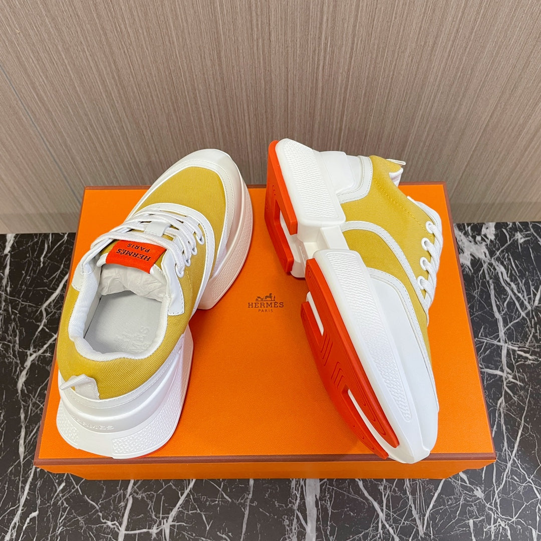 HM Giga 50 Sneaker Sunny Yellow Canvas White Goatskin Orange