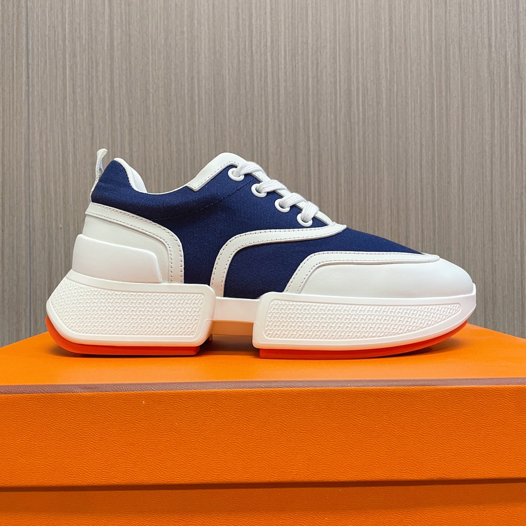 HM Giga 50 Sneaker Blue Canvas White Goatskin Orange