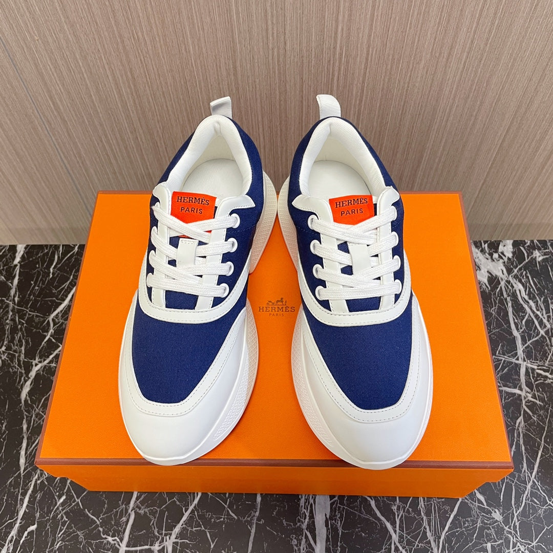 HM Giga 50 Sneaker Blue Canvas White Goatskin Orange