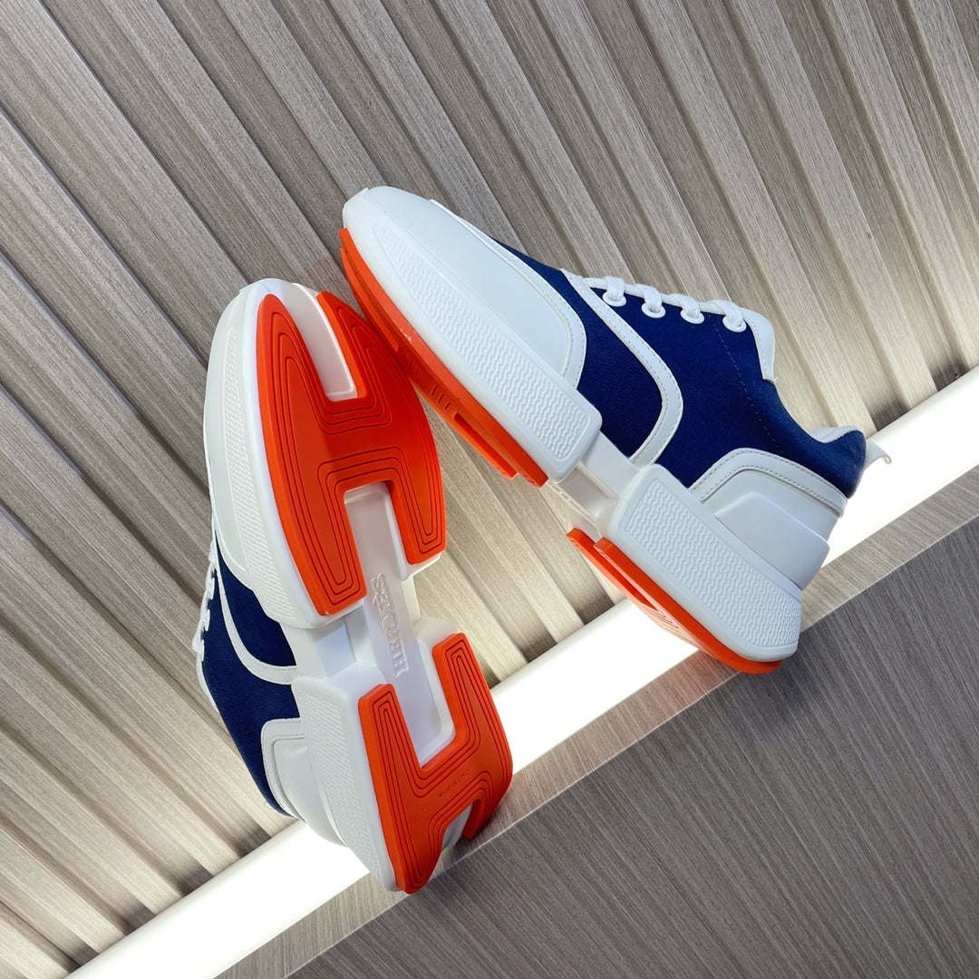 HM Giga 50 Sneaker Blue Canvas White Goatskin Orange