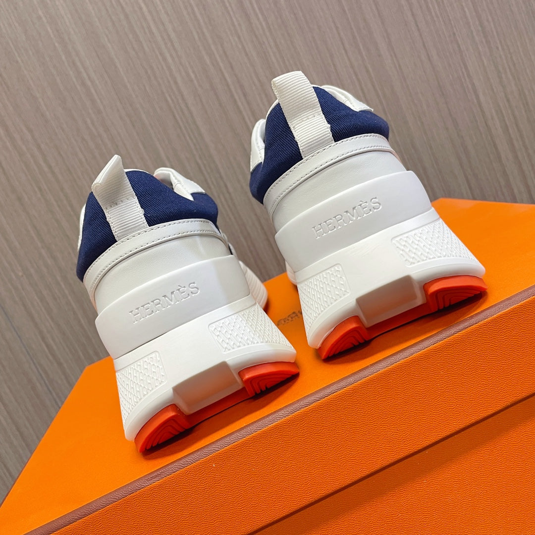 HM Giga 50 Sneaker Blue Canvas White Goatskin Orange