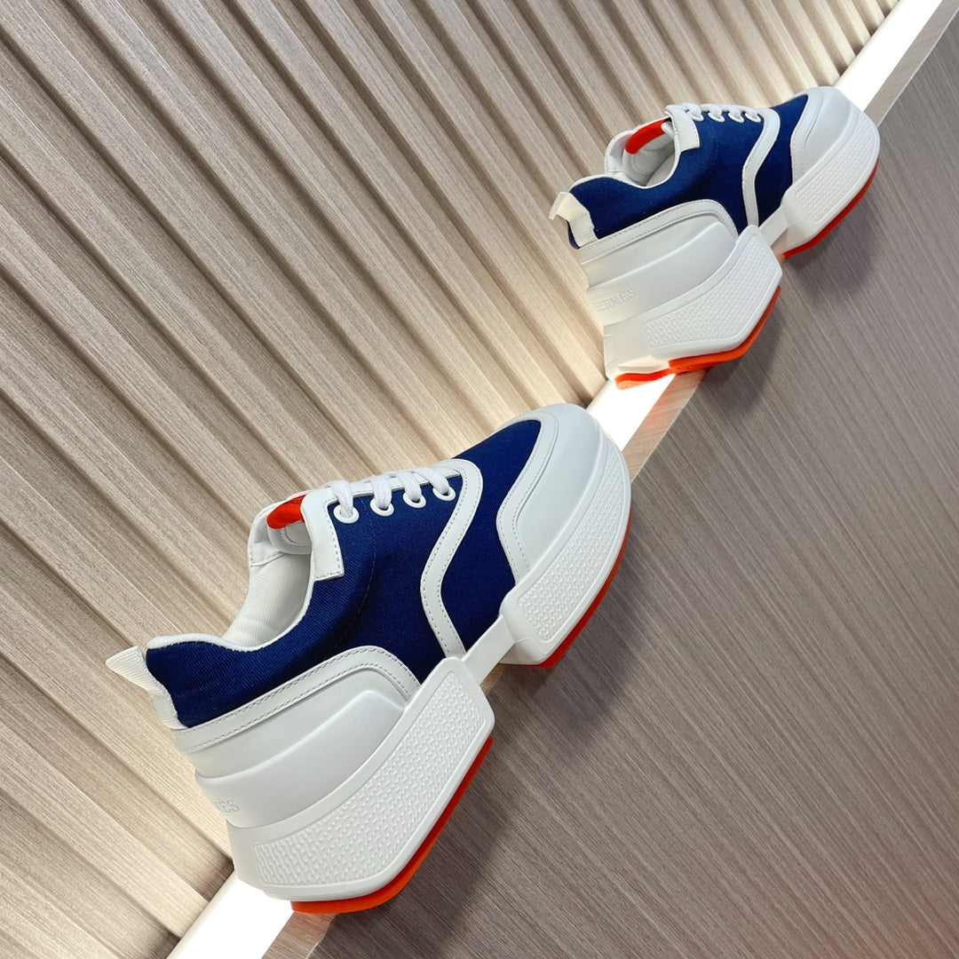 HM Giga 50 Sneaker Blue Canvas White Goatskin Orange