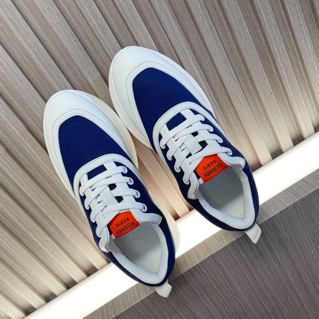 HM Giga 50 Sneaker Blue Canvas White Goatskin Orange